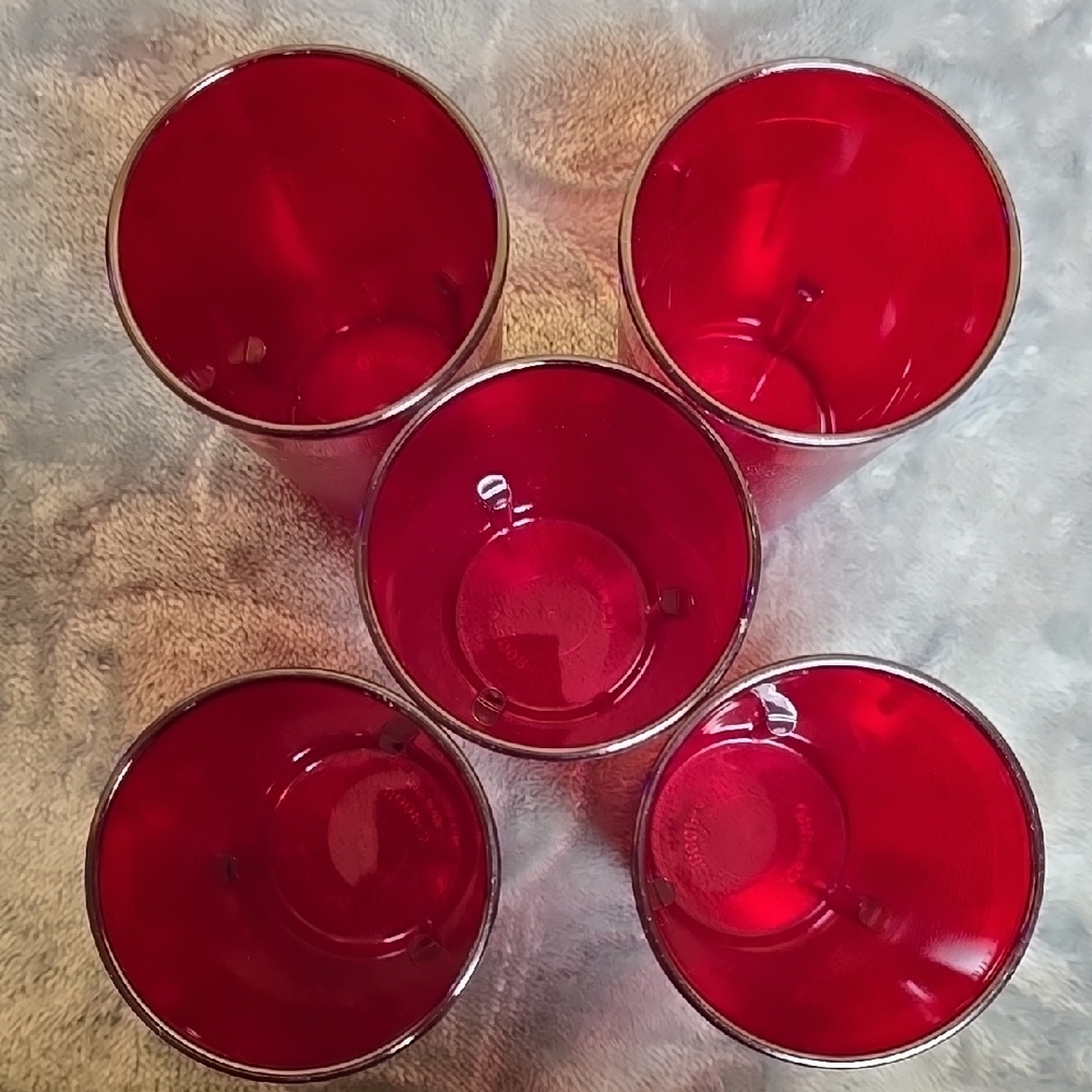 Set of 5 Red Plastic Tumblers